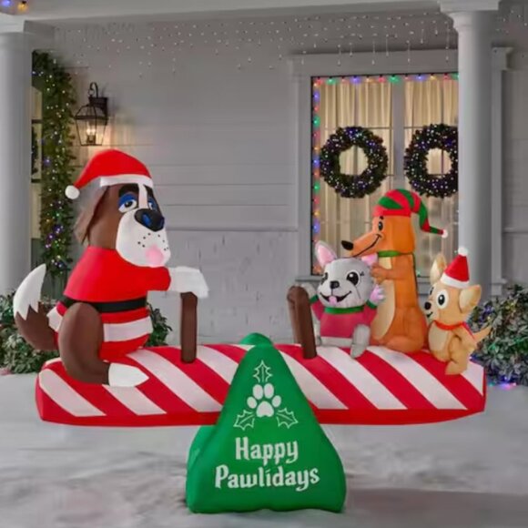 6 ft Animated Dog SEESAW Christmas Inflatable Dachshund Frenchy Chihuahua NEW - Picture 8 of 8